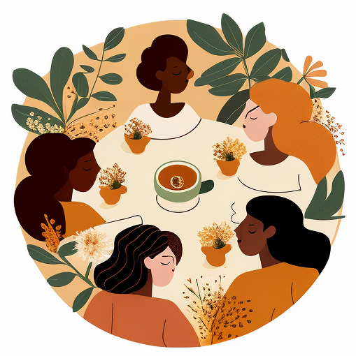 Diverse group of women bonding over self-care routine
