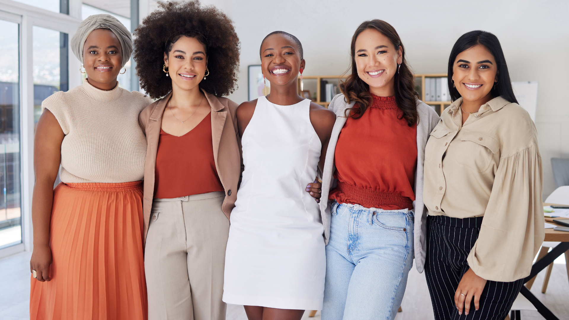 a group of diverse millennial moms and career pivoting women, standing together in unity, symbolizing support, empowerment, and the ripple effect of commitment. Evoking a sense of camaraderie, strength, and shared purpose.